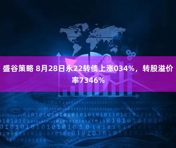 盛谷策略 8月28日永22转债上涨034%，转股溢价率7346%